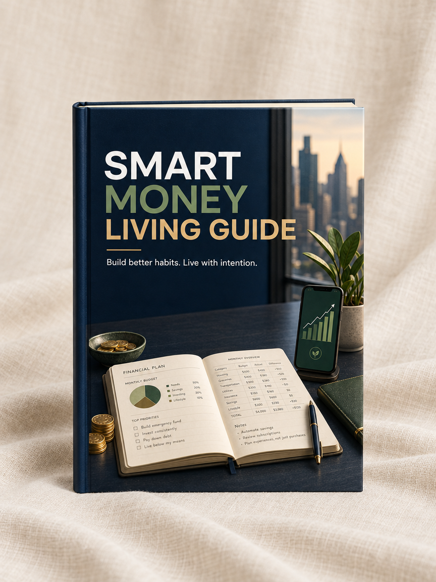 Smart Money Living Guide standing as a portrait hardcover
