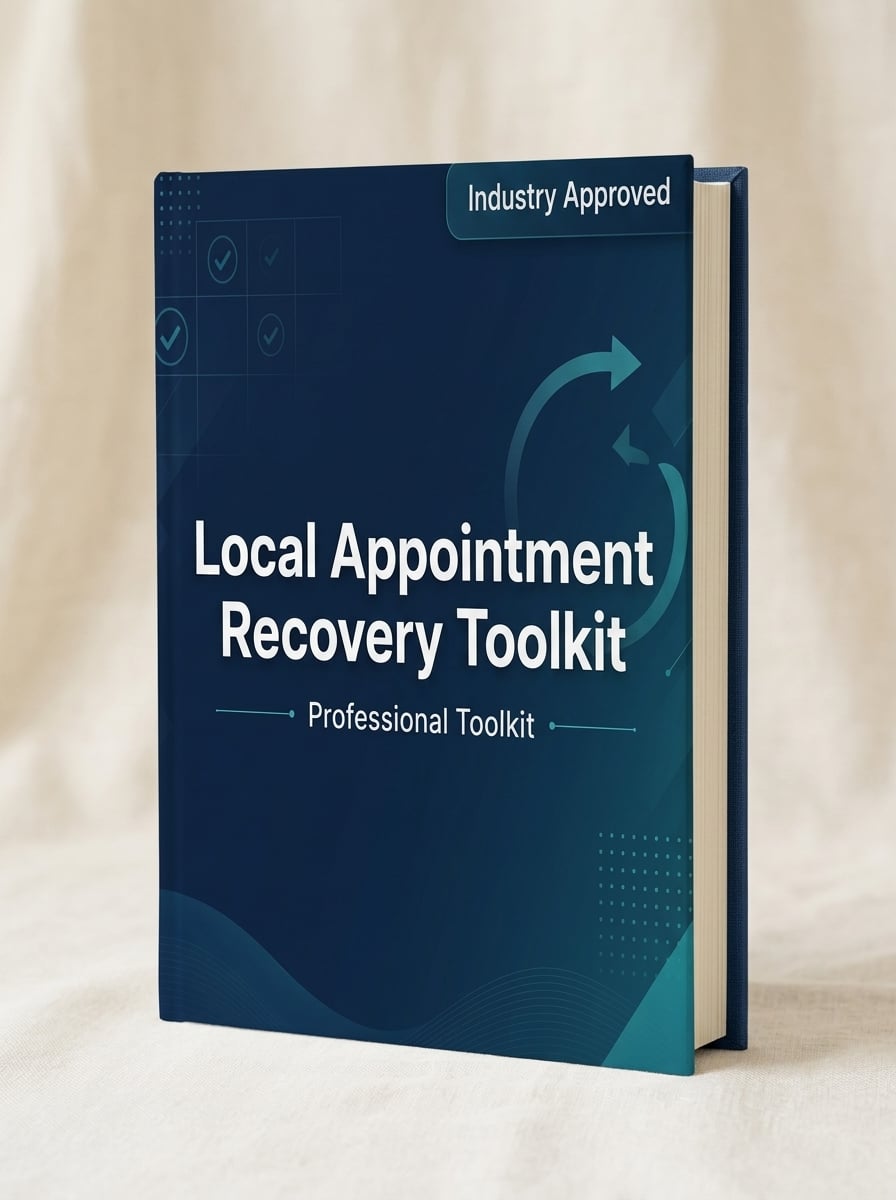Portrait hardcover of the Local Appointment Recovery Toolkit standing on linen